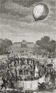 Ascension du ballon de Charles au-dessus du Champ de Mars, de 